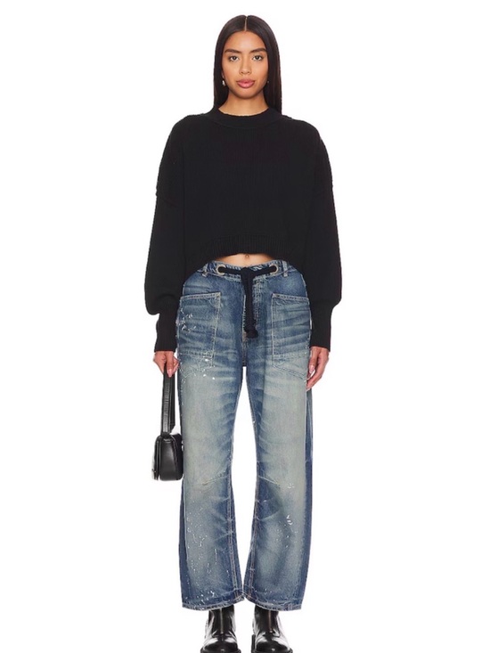 Free People Denim - Free People Two-Tone Paint-Splatter Wide Leg Jeans in Blue